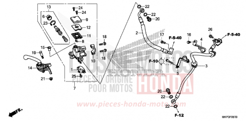 MAITRE-CYLINDRE DE FREIN AVANT CYLINDRE (CBR500RAK/L/M) CBR500RAM de 2021